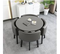 XL Superb Ensemble Table et chaises de Cuisine Table de conférence Ronde Simple et compacte, Peu encombrante, adaptée au Salon, au Balcon, au café ou au Bureau Gray