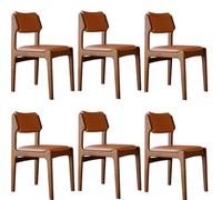 XL Superb Lot de 2/4/6 Chaises de Salle à Manger RembourréEs, Cadre en ChêNe, Cuir PU RéSistant Aux Rayures, Chaises Ergonomiques de Cuisine et du Milieu du Siècle Orange+Walnut Frame 6