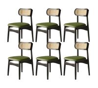 XL Superb Lot de 2/4/6 chaises Salle à Manger en Bois, Confortables, Dossier rotin tressé for Chambre Coucher, Tissu Cuir résistant aux Rayures for Cuisine, Salon, Bureau Black+Green 6