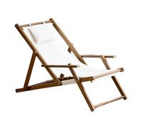 XL Superb Lot de 2 Chaises Longues Pliables en Bois Quatre Vitesses Réglables Conception Pliable pour Le Jardin la Plage Le Camping et Les Voyages Brown One