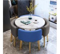 XL Superb Petit Ensemble de Table à Manger pour 4 Personnes, Ensemble de Table de conférence Ronde Polyvalente, Peu encombrant, pour Salon, Salle de séjour, Cuisine Blue+Gray