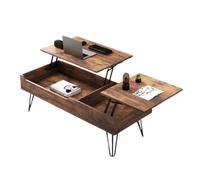 XL Superb Table Basse CarréE Relevable avec Deux Espaces CachéS, Un Grand Plateau et des PoignéEs DissimuléEs. IdéAle pour Les Salons, Les Bureaux Et Les Lofts. Antique Wood 47.2 * 19.7 * 16.4in