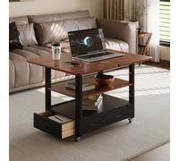 XL Superb Table Basse Convertible en Bois avec roulettes Table D'Appoint de Salon avec Tiroirs Trois Modes de Rangement Multifonctionnels en Option AdaptéE au Salon Black