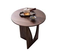 XL Superb Table Basse Ronde en Bois Massif 19.7 * 19.7" Petite Table D'Appoint de Canapé Noir/Noyer Design GéOméTrique Simple et Beau Convient au Salon et à La Chambre à Coucher Walnut