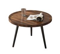XL Superb Table Basse Ronde en Bois Massif Plaqué de 15,7/19,7/23,6 Pouces pour Salon, Table Basse Ovale Marron Foncé de 31,5/47,2 Pouces, AdaptéE au Salon Walnut Round 19.7 * 19.7 * 18.9in