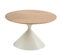 XL Superb Table Basse Ronde Moderne, Tables D'Appoint pour Salon, Petit Plateau en Bois Fin, Base en Acier, Aucune Installation Requise, Facile à Assortir White + Wood 27.6/16.1/17.7IN