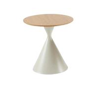 XL Superb Table Basse Ronde Moderne, Tables D'Appoint pour Salon, Petit Plateau en Bois Fin, Base en Acier, Aucune Installation Requise, Facile à Assortir White + Wood 19.7/21.3/14.6IN
