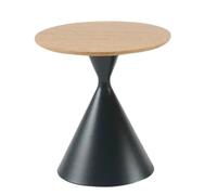 XL Superb Table Basse Ronde Moderne, Tables D'Appoint pour Salon, Petit Plateau en Bois Fin, Base en Acier, Aucune Installation Requise, Facile à Assortir Black + Wood 19.7/21.3/14.6IN