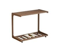 XL Superb Table d'Appoint de Salon en Bois Massif de 15.7/23.6/31.5 Pouces avec roulettes Table Basse Mobile et de Rangement Quatre Angles de Plateau RéGlables AdaptéE au Salon Walnut Flat 31.5''