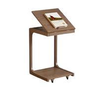 XL Superb Table d'Appoint de Salon en Bois Massif de 15.7/23.6/31.5 Pouces avec roulettes Table Basse Mobile et de Rangement Quatre Angles de Plateau RéGlables AdaptéE au Salon Walnut Flip-Top 15.7''