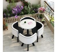 XL Superb Table Ronde de Petit-déjeuner pour 4 Personnes Table de Cuisine avec 4 chaises Assorties Peu encombrante, idéale pour Les Petites salles de réunion, Les Cuisines et Les Salons White+Black