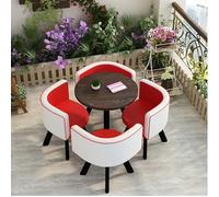 XL Superb Table Ronde de Petit-déjeuner pour 4 Personnes Table de Cuisine avec 4 chaises Assorties Peu encombrante, idéale pour Les Petites salles de réunion, Les Cuisines et Les Salons Brown+Red