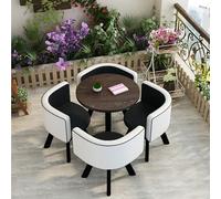 XL Superb Table Ronde de Petit-déjeuner pour 4 Personnes Table de Cuisine avec 4 chaises Assorties Peu encombrante, idéale pour Les Petites salles de réunion, Les Cuisines et Les Salons Brown+Black