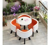 XL Superb Table Ronde de Petit-déjeuner pour 4 Personnes Table de Cuisine avec 4 chaises Assorties Peu encombrante, idéale pour Les Petites salles de réunion, Les Cuisines et Les Salons White+Orange