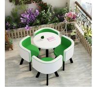 XL Superb Table Ronde de Petit-déjeuner pour 4 Personnes Table de Cuisine avec 4 chaises Assorties Peu encombrante, idéale pour Les Petites salles de réunion, Les Cuisines et Les Salons White+Green