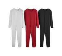 (XL,White)Men's One Piece Long Johns Night Pajama JR2025032600780
