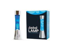 XL1773 Lampe à Lave 40 cm avec Base Argentée, Liquide Bleu et Cire Blanche