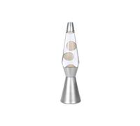 XL1785 Lampe à Lave 36 cm avec Base Argentée, Liquide Transparent et Cire Blanche