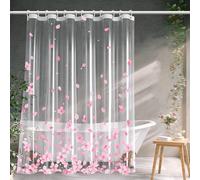 Xlabor Rideau de douche transparent à fleurs - 180 x 200 cm - Anti-moisissure - Imperméable - En EVA - Avec 12 crochets - Pour salle de bain - Motif B