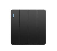 XLANDALYUEFA Interrupteur Mural, Interrupteur Standard à 2 Voies, 16 A, Panneau PC, Marche/arrêt, Bouton-Poussoir, Bascule, 1/2/3/4, 86 x mm(4gang 2way Black)