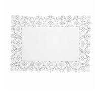 XLANDALYUEFA Napperons en Dentelle de Papier, 140 pièces, sous-Verres rectangulaires Blancs for Mariage, noël, napperons Cuisson, décorations Table(23x16cm)