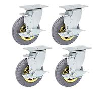 XLANDALYUEFA Roulette pivotante pour meubles, roulettes pivotantes en caoutchouc robuste, roues mobiles avec frein, roues à 360 degrés sans bruit, pour table industrielle (150 mm)