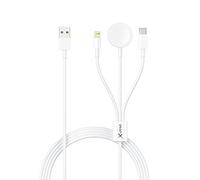 XLayer Câble multifonction 3 en 1 avec Lightning/Wireless/USB-C 1,5 m Blanc