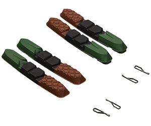 XLC Bremsschuhe Ersatzbremsgummi Bs-x09 4er Set 72 Mm Pièces de Vélo, Remplacement des Mâchoires de Frein en Caoutchouc, Patins Mixte-Adulte, Noir/Vert/Rouge, Taille Unique