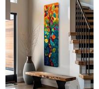 XLDBDLA Affiche artistique fine et étroite, Arbre de Vie coloré, impression sur toile, décoration murale pour chambre ou hall d'entrée (50 x 150 cm, sans cadre)