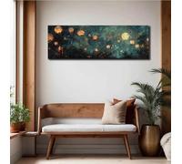 XLDBDLA Tableau abstrait vintage sur toile, lanterne dans le ciel nocturne, décoration murale pour table de chevet ou canapé (50 x 150 cm, sans cadre)
