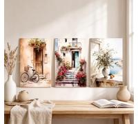 XLDBDLA Tableau sur toile style rustique méditerranéen, paysage italien, affiche décorative pour salon et chambre (30 x 50 cm x 3 / sans cadre)