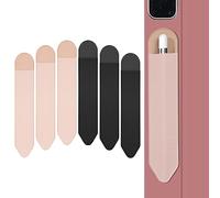 XLDLQU Lot de 6 étuis à crayons autocollants pour Apple Pencil (1ère et 2ème génération), pochette élastique et adhésive pour iPad 8,3/9,7/10,2/10,5/11/12,9" (noir/rose)