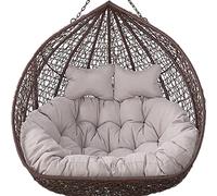 XLDZ Chaise longue double suspendue avec coussin profond doux, coussin de balancelle d'extérieur 2 places avec attaches, entièrement rempli, design non pliable (gris)