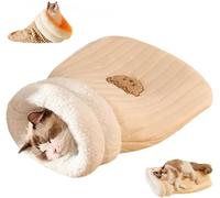 XLDZ Cozy Grotte pour chat, sac de couchage amovible en peluche auto-chauffant pour l'hiver, motif de point de sieste doux et chaud (marron-b, taille M)