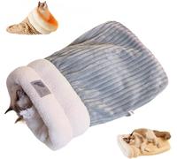 XLDZ Cozy Grotte pour chat, sac de couchage amovible en peluche auto-chauffant pour l'hiver, motif de point de sieste doux et chaud (bleu-a, L)