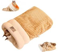 XLDZ Cozy Grotte pour chat, sac de couchage amovible en peluche auto-chauffant pour l'hiver, point de sieste doux et chaud (marron-a, M)