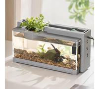 XLDZ Kit de démarrage pour aquarium avec pompe à air - Petit aquarium de bureau, design décoratif silencieux pour poissons Betta et crevettes (sans lumières)