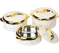 XLDZ Lot de 3 cocottes thermiques de qualité supérieure (1,4/1,8/2,3 l) avec couvercles, isolation en acier inoxydable pour aliments chauds et froids, pour buffets et fêtes (bûche)