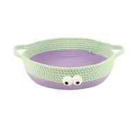 XLDZ Panier confortable en coton tissé pour chat : boîte à jouets multi-usage pour chat, nid de couchage hamac et solution de rangement - Lavable et durable (vert)