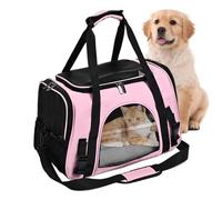 XLDZ Sac portable avec bandoulière réglable - 44 x 29 x 26 cm - Spacieux, durable, solution de voyage ventilée pour chiots de petite et moyenne taille (rose)