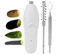 XLDZ Vide-légumes électrique rechargeable, outil portatif pour courgettes, 2 têtes en acier inoxydable pour fruits et fruits de mer avec échelle grattante