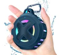Xleader Petite Enceinte Bluetooth Portable, IPX7 Enceinte pour la Douche, la Piscine Et la Plage avec Lumières, Clip, Microphone, Bassup, Accessoires pour Le Kayak, Le Golf, Cadeaux, Bleu Marine