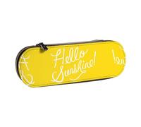 XLEWSIEU Goodlooking Trousse à crayons en cuir avec imprimé Hello Sunshine élégante et fonctionnelle, Noir , Taille unique, Ensemble cartable