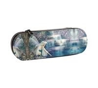 XLEWSIEU Lake Fairy Trousse à crayons en cuir élégante et fonctionnelle avec motif fée, Noir , Taille unique, Ensemble cartable