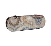 XLEWSIEU Onyx Stone Trousse à crayons en cuir avec imprimé bleu pâle élégante et fonctionnelle, Noir , Taille unique, Ensemble cartable