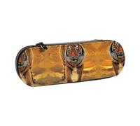 XLEWSIEU Rising Sun Trousse à crayons en cuir avec imprimé tigre élégant et fonctionnel, Noir , Taille unique, Ensemble cartable