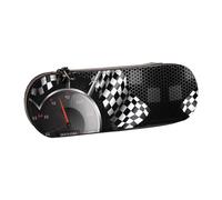 XLEWSIEU Trousse à crayons élégante et fonctionnelle en cuir imprimé drapeau de course à carreaux, Noir , Taille unique, Ensemble cartable