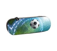 XLEWSIEU Trousse à crayons en cuir avec imprimé ballon de football élégante et fonctionnelle, Noir , Taille unique, Ensemble cartable