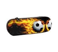 XLEWSIEU Trousse à crayons en cuir avec imprimé flammes de football - Élégante et fonctionnelle - Trousse à crayons - Trousse à maquillage - Boîte à monnaie, Noir , Taille unique, Ensemble cartable