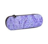 XLEWSIEU Trousse à crayons en cuir avec imprimé fleurs de lavande violette élégante et fonctionnelle, Noir , Taille unique, Ensemble cartable